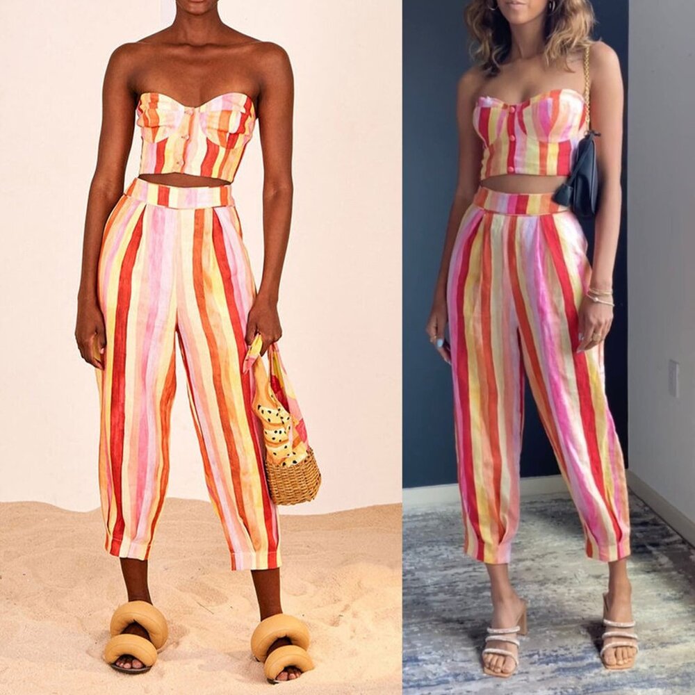 Farm Rio Sunny Stripe Linen Pants